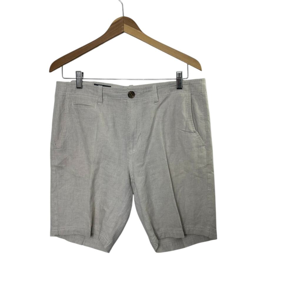 Wallin & Bros Beige Linen Blend Beige Flat Front 8.5" Shorts Men's Size 33